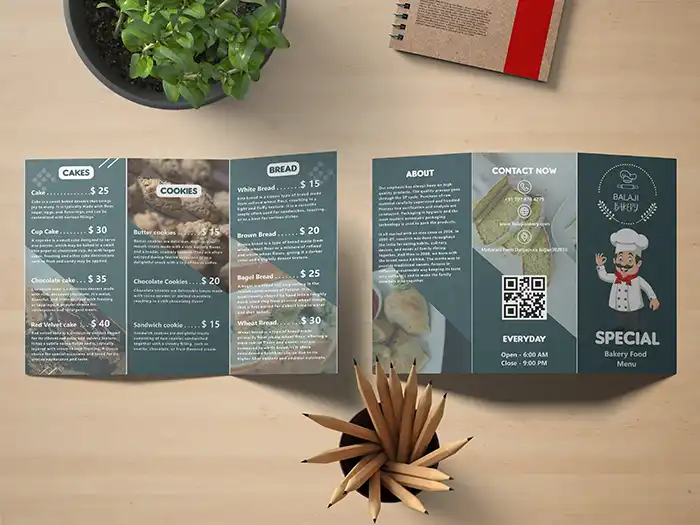 Bakery Trifold Menu Brochure Design